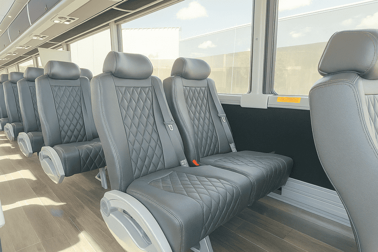 interior of Evansville Minibus Company charter bus